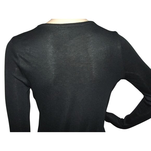 White House Black Market Shirt Womens Small black long sleeve ribbed knit crew - Picture 8 of 11
